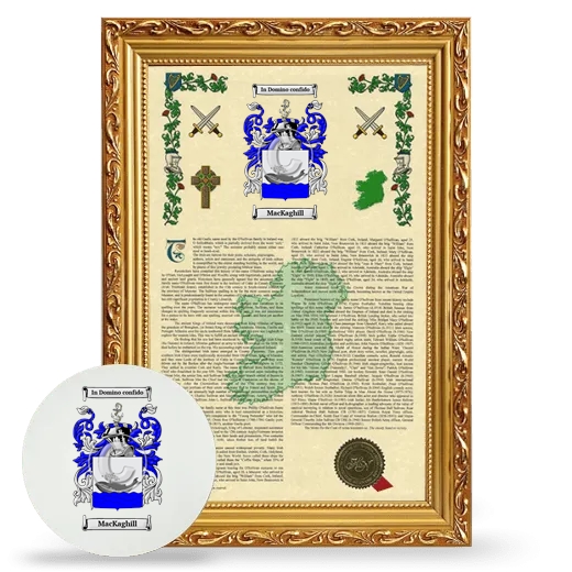 MacKaghill Framed Armorial History and Mouse Pad - Gold