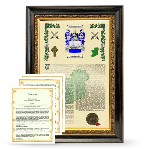 MacKaghill Framed Armorial History and Symbolism - Heirloom