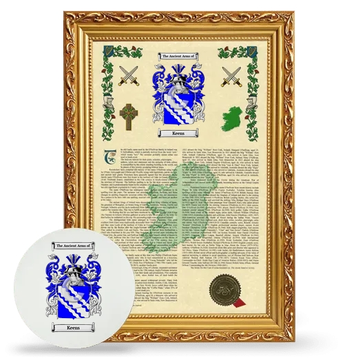 Keens Framed Armorial History and Mouse Pad - Gold