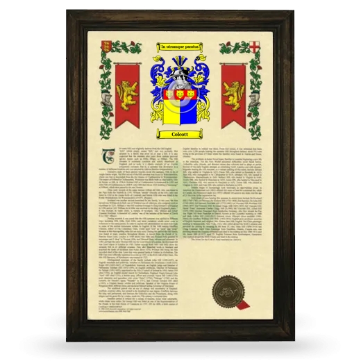 Colcott Armorial History Framed - Brown