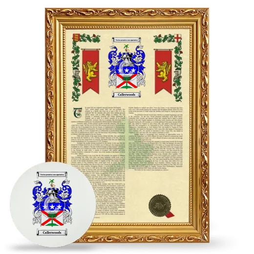 Callerwoods Framed Armorial History and Mouse Pad - Gold