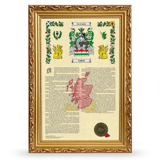 Calwel Armorial History Framed - Gold