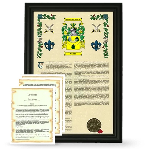 Calard Framed Armorial History and Symbolism - Black