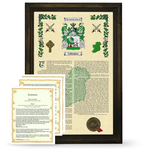 Caldacghan Framed Armorial History and Symbolism - Brown