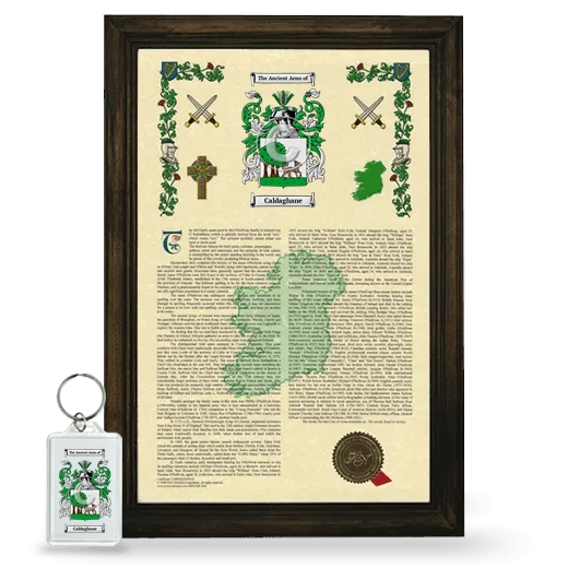 Caldaghane Framed Armorial History and Keychain - Brown
