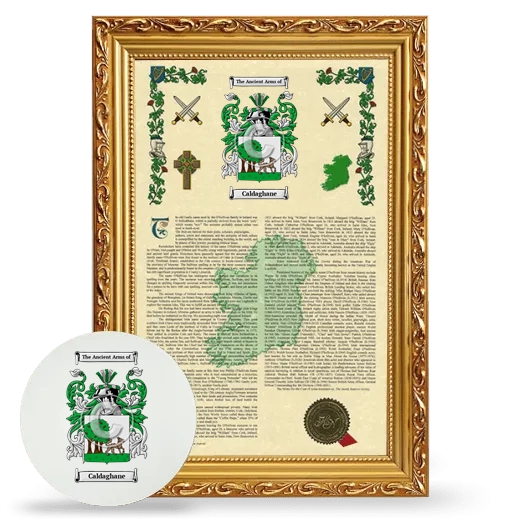 Caldaghane Framed Armorial History and Mouse Pad - Gold