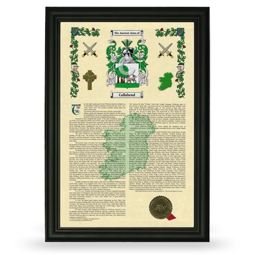 Callahend Armorial History Framed - Black