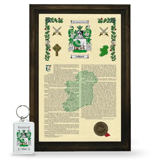 Calligynd Framed Armorial History and Keychain - Brown