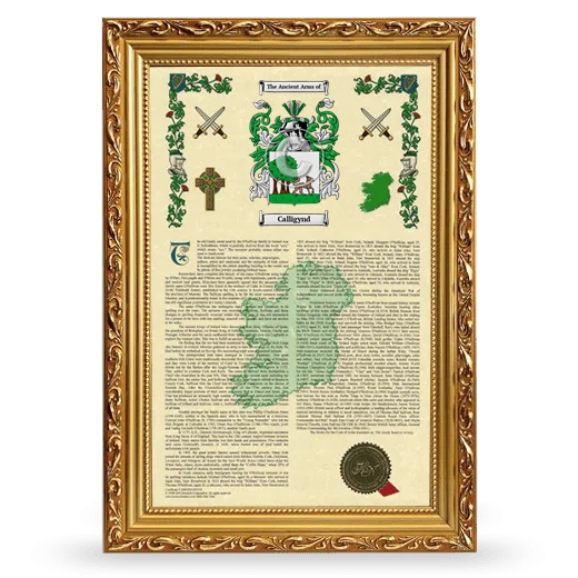 Calligynd Armorial History Framed - Gold