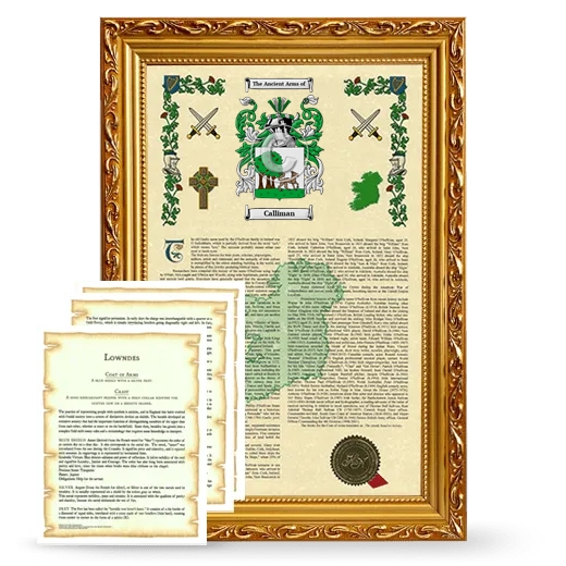Calliman Framed Armorial History and Symbolism - Gold