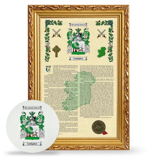 Caulaghen Framed Armorial History and Mouse Pad - Gold