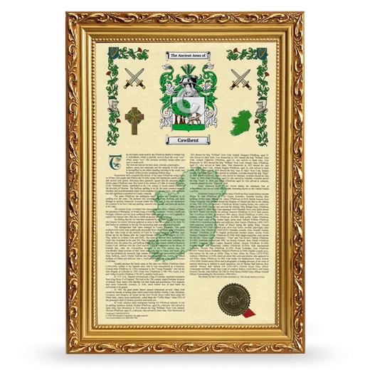 Cawihent Armorial History Framed - Gold