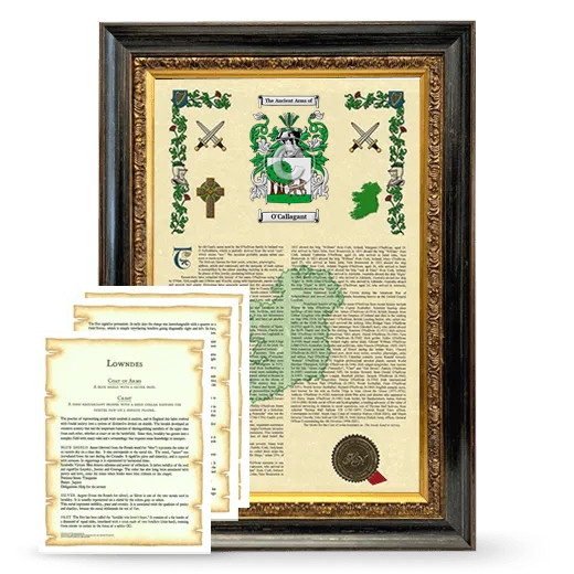 O'Callagant Framed Armorial History and Symbolism - Heirloom