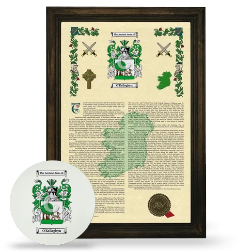 O'Kallaghyn Framed Armorial History and Mouse Pad - Brown