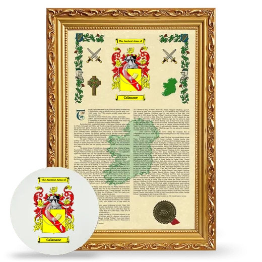 Calanane Framed Armorial History and Mouse Pad - Gold