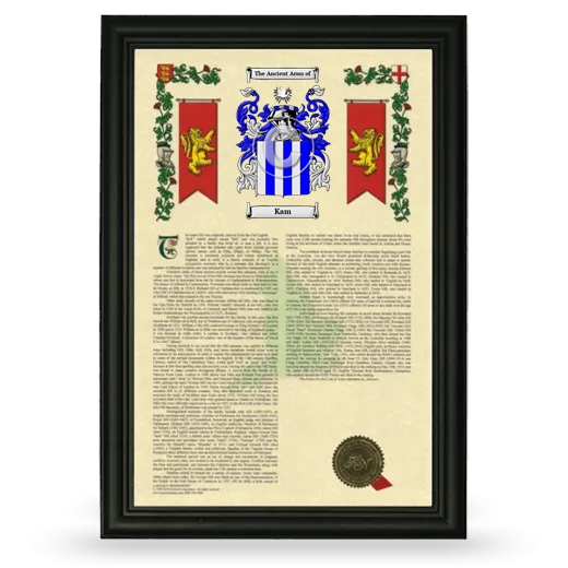 Kam Armorial History Framed - Black