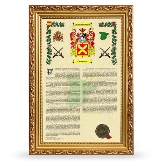 Camarena Armorial History Framed - Gold