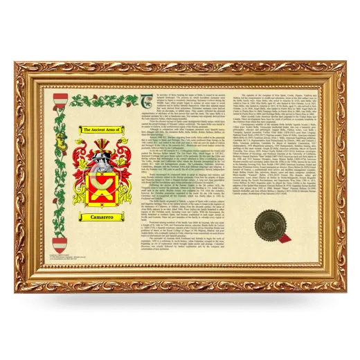 Camarero Armorial Landscape Framed - Gold