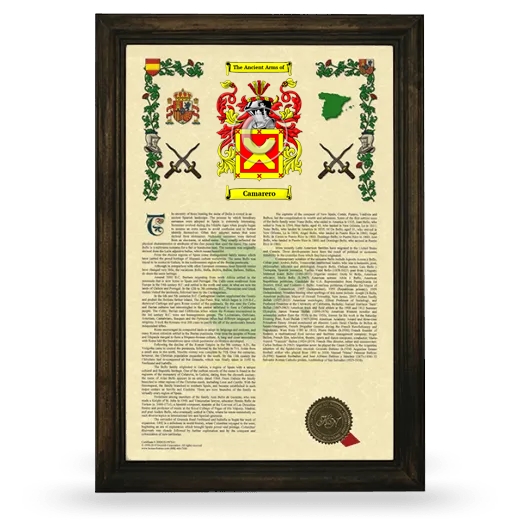 Camarero Armorial History Framed - Brown