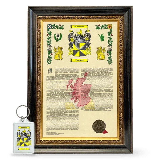 Campbel Framed Armorial History and Keychain - Heirloom