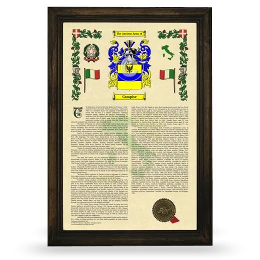 Campise Armorial History Framed - Brown