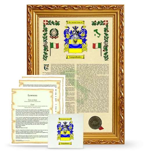 Campodonico Framed Armorial, Symbolism and Large Tile - Gold