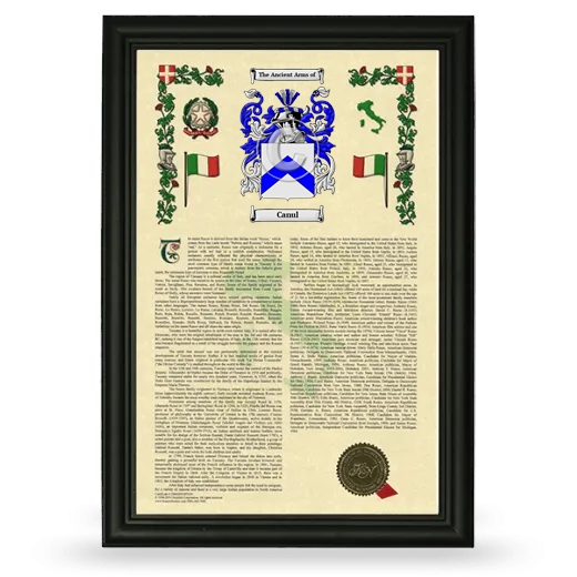 Canul Armorial History Framed - Black