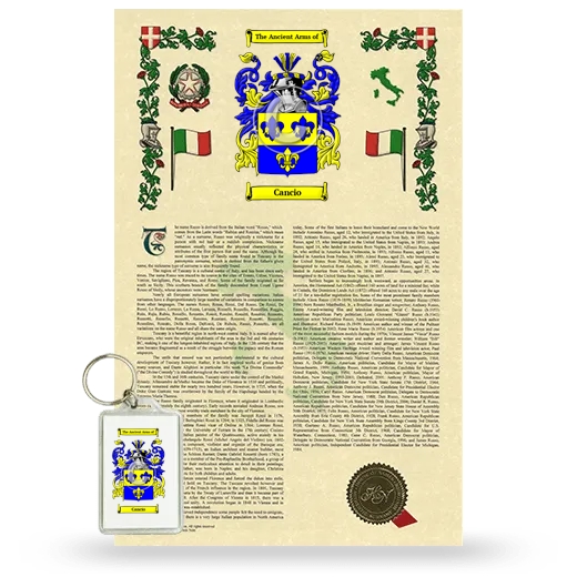 Cancio Armorial History and Keychain Package