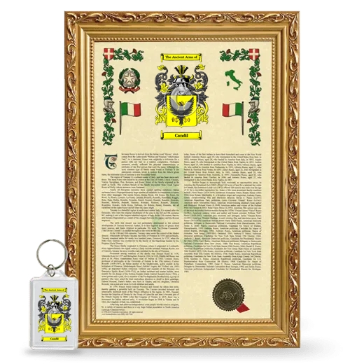 Candil Framed Armorial History and Keychain - Gold