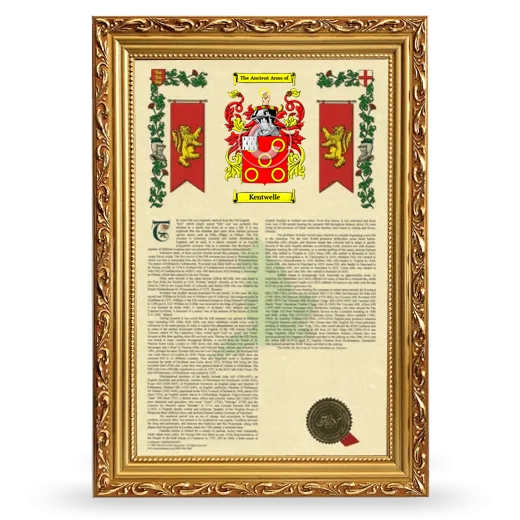 Kentwelle Armorial History Framed - Gold