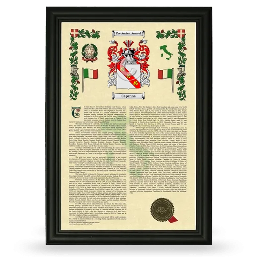 Capanna Armorial History Framed - Black