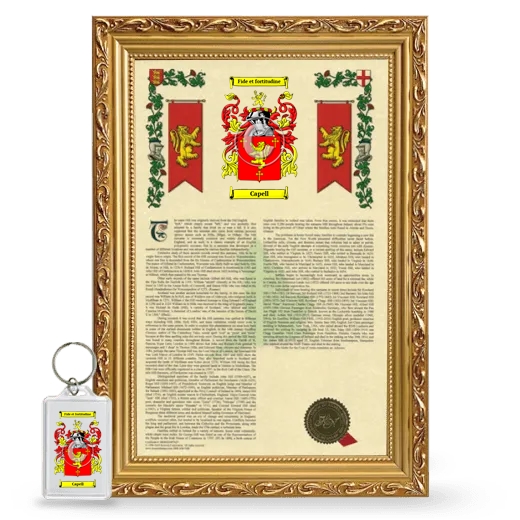 Capell Framed Armorial History and Keychain - Gold