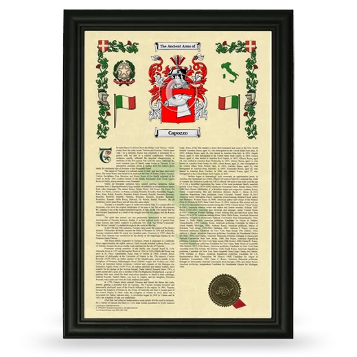 Capozzo Armorial History Framed - Black