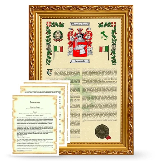 Capozzolo Framed Armorial History and Symbolism - Gold