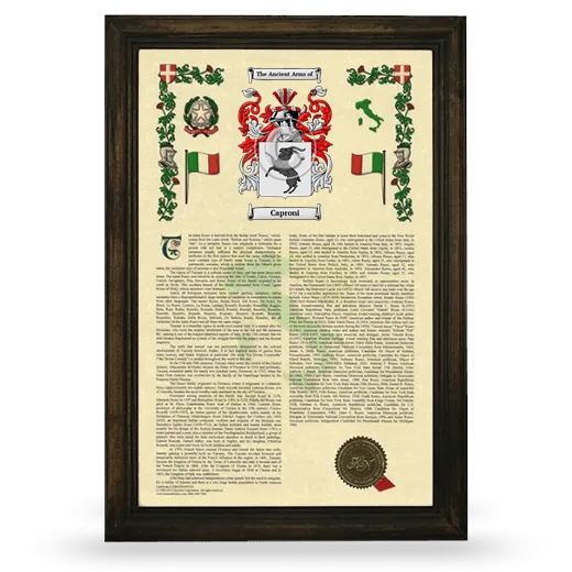 Caproni Armorial History Framed - Brown