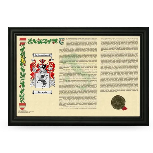 Decaprio Armorial Landscape Framed - Black