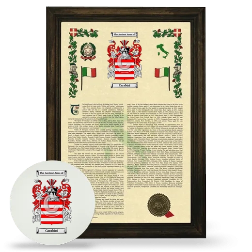 Carabini Framed Armorial History and Mouse Pad - Brown