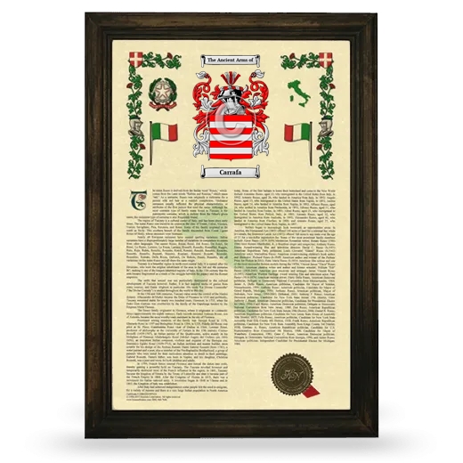 Carrafa Armorial History Framed - Brown