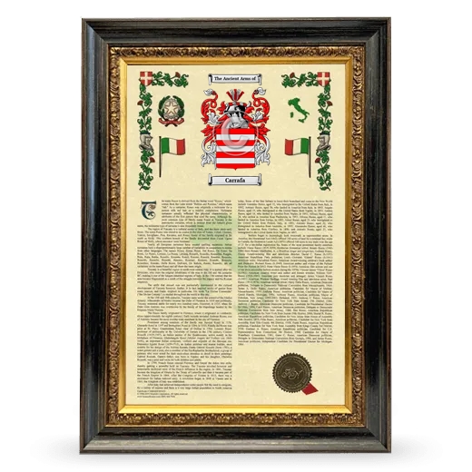 Carrafa Armorial History Framed - Heirloom