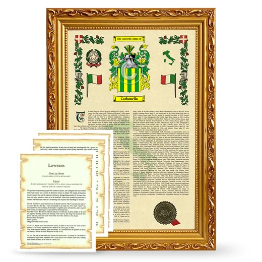 Carbonella Framed Armorial History and Symbolism - Gold