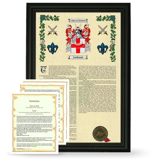 Cardennal Framed Armorial History and Symbolism - Black