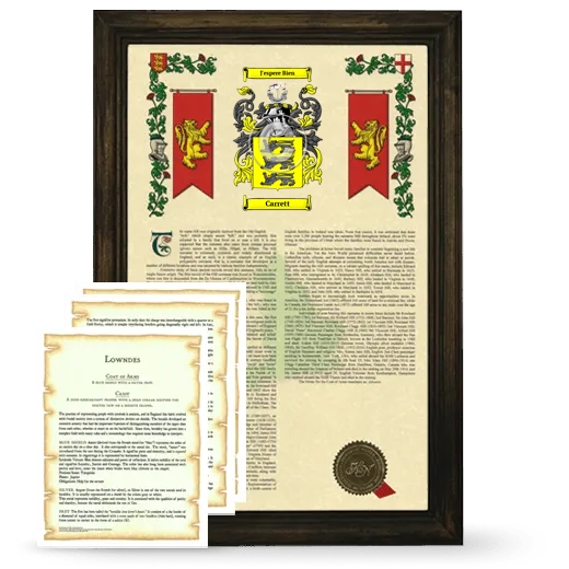 Carrett Framed Armorial History and Symbolism - Brown