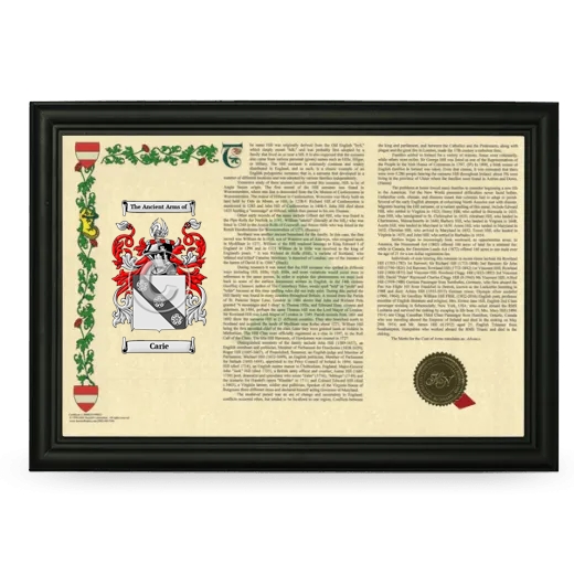 Carie Armorial Landscape Framed - Black