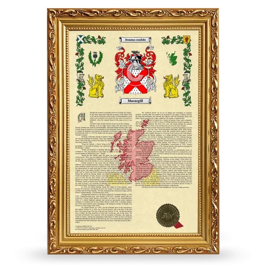 Macargill Armorial History Framed - Gold