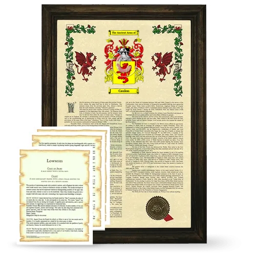 Caulon Framed Armorial History and Symbolism - Brown