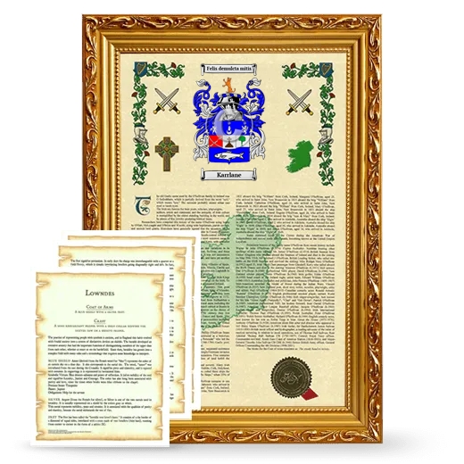 Karrlane Framed Armorial History and Symbolism - Gold