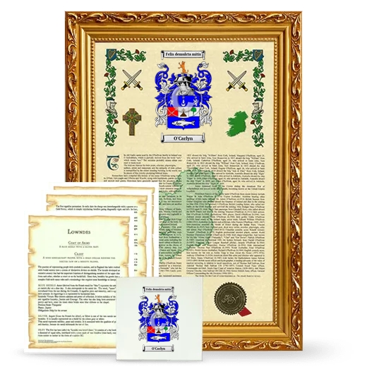 O'Carlyn Framed Armorial, Symbolism and Large Tile - Gold