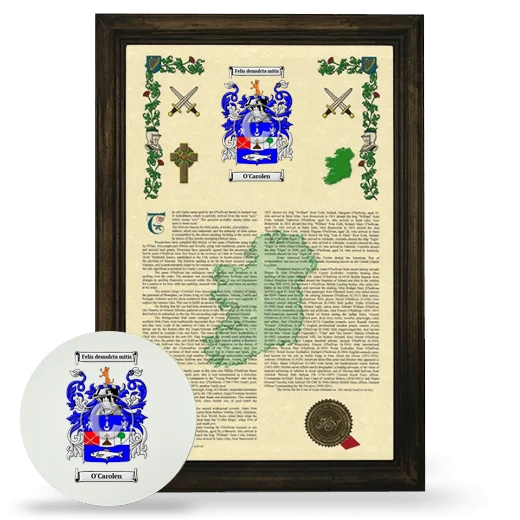 O'Carolen Framed Armorial History and Mouse Pad - Brown