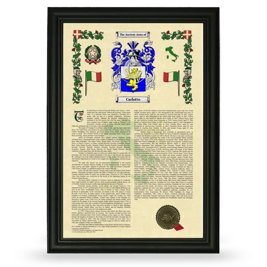 Carlotto Armorial History Framed - Black