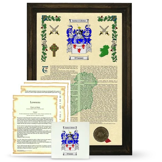 O'Carney Framed Armorial, Symbolism and Large Tile - Brown